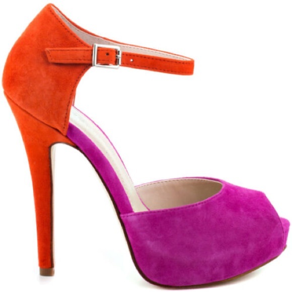 BCBGeneration Lin Ankle Strap Peep Toe Stiletto Heels Bright Suede - Picture 3 of 7